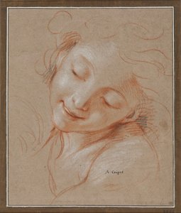 Smiling Girl, Head Tilted Towards Left Shoulder by Antoine Coypel