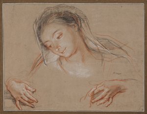 Study for Madonna. Head and Two Hands by Antoine Coypel