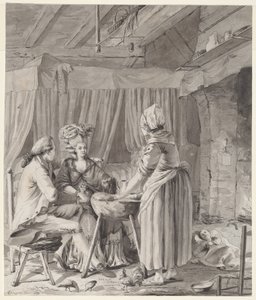 Elegant Couple Lunching in a Country Cottage by Antoine François Sergent