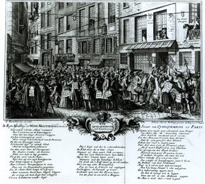 Rue Quinquempoix in 1720 by Antoine Humblot