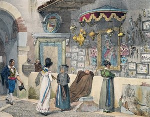 Citizens worshiping in Rome, engraving from Year in Rome, France