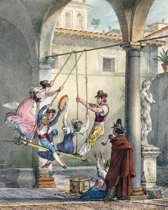 Swing, engraving by Antoine Jean-Baptiste Thomas from Un an a Rome et dans ses environs, France