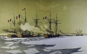 Icebreaking in the Dnieper Liman for the passage of Floating batteries, 1855-1856 by Antoine Leon Morel Fatio