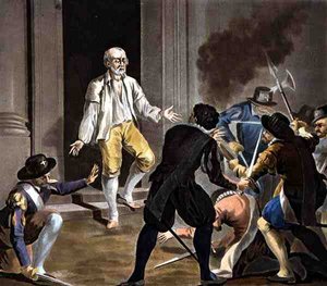 The Death of Gaspard de Coligny, engraved by Jean Baptiste Morret