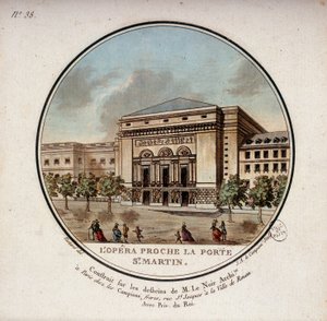 The opera built according to the drawings of the architect Le Noir near the Porte Saint Martin in Paris today the theatre of the Porte Saint Martin. In picturesque views of the main buildings of Paris by Sergeant