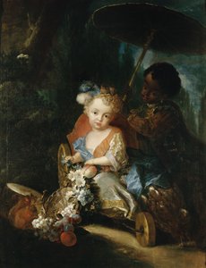 Prince Friedrich Ludwig in a Garden Cart by Antoine Pesne