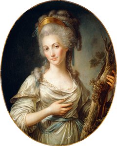 Portrait of a Lady Said to be the Princess de Lamballe, Standing Three-Quarter Length, Wearing a White Dress with a Blue Sash by Antoine Vestier