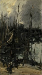 Harbour View in Dunkerque by Antoine Vollon