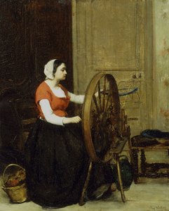 Woman and Spinning Wheel