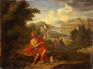 Saint John the Baptist in the Wilderness Indicating Christ, the River Jordan Beyond by Antoine de Favray