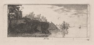 Cottage on a Rocky Promontory along a River