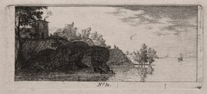 Cottage on a Rocky Promontory along a River by Antoine de Marcenay de Ghuy