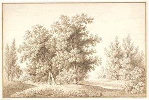 Park with Stream and Small Cottage by Anton Carl Dusch