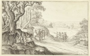 Hunters in a Hilly Landscape