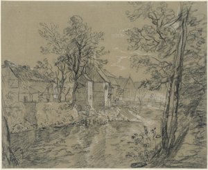 Houses by the River (Houses on the Weißeritz in the Plauen Valley near Dresden) by Anton Graff