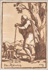 Elderly Shepherd Leaning on a Staff by Anton Maria Zanetti