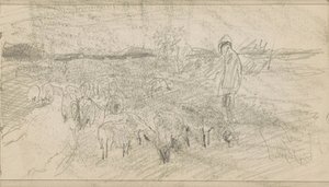 Herder with a Flock of Sheep in a Landscape by Anton Mauve