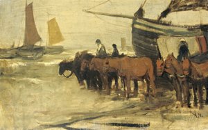 Launching of a Fishing Boat by Anton Mauve