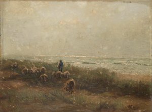 Landscape with Shepherd by the Sea by Anton Mauve