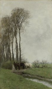 Horses by the Fence by Anton Mauve