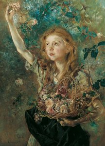 The Rose Picker by Anton Romako