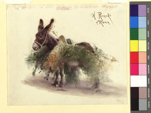Donkey Loaded with Hay (Study) by Anton Romako