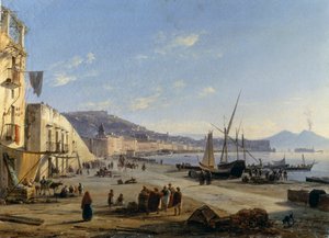 View of Naples with Vesuvius in background by Anton Sminck Pitloo