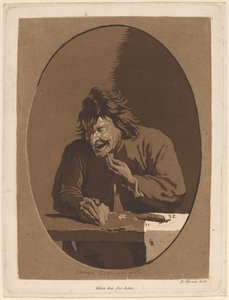 A Peasant Eating by Anton Spreng after Adriaen Brouwer; published by Joseph Eder