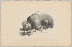 Pear, Peach, Grapes, and Peeled Lemon (Flower and Fruit Studies, 3rd Issue)