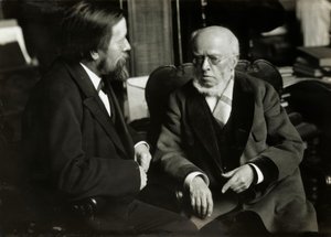 A. v. Menzel in His Apartment with A. v. Werner by Anton Alexander von Werner