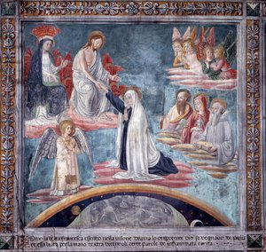Life of St. Francesca Romana: During an ecstasy, the Divine Redeemer takes Francesca by the right hand