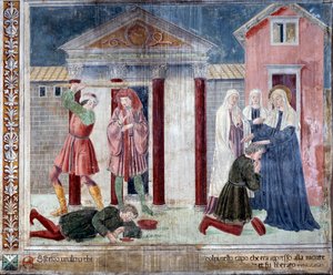 Life of St Francesca Romana: The saint heals a man beaten to death by his enemies