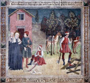 Life of St. Francesca Romana: The Saint Heals a Man with a Wounded Foot