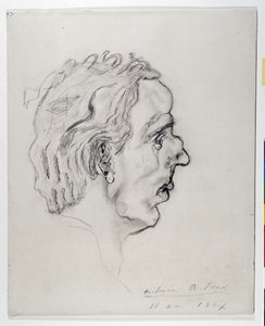 Portrait of the poet Jacques Prevel in profile by Antonin Artaud