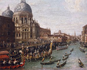 Regatta on the Grand Canal in Venice (detail) by Antonio (school of) Canaletto