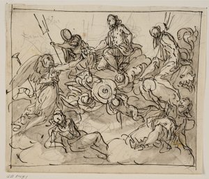 Allegorical Composition with Venice Surrounded by Two Sea-Gods, Fame and Other Figures