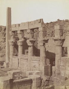 Philae, view from the northeast of the south end of the West Colonnade and the Porch of Nectanebo at the Temple of Isis by Antonio Beato