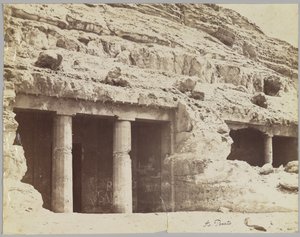 Tombs at Beni Hasan, View of the Façade of the Tombs of Khnum-hotep and Beni Hasan