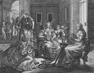 Lucretia and Her Handmaids Spinning
