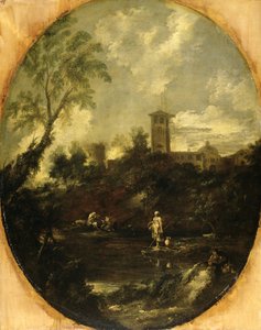 Landscape with Monks, c.1690-1724 by Antonio Francesco Peruzzini