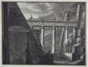 Stage Design, Courtyard of an Egyptian Temple by Antonio Giuseppe Basoli