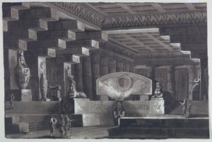 Stage Design, Interior of Egyptian Temple by Antonio Giuseppe Basoli