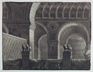 Stage Design, Interior of Oriental Building by Antonio Giuseppe Basoli
