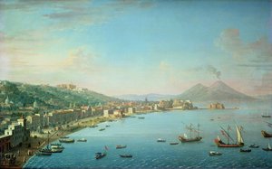 Naples from the Bay, with Mt. Vesuvius in the Background
