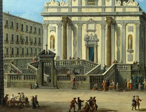 San Gaetano Square with Basilica of San Paolo Maggiore in Naples (detail)