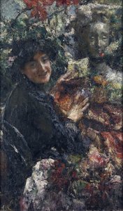 Aurelia (Portrait of a Roman Model Nicknamed the Cornacchia) (Painting by Antonio Mancini, c. 1906) by Antonio Mancini