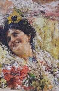 Head of a Woman and Flowers