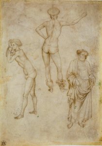 Two male figure studies and Saint Peter. Drawing by Antonio Pisanello, 1430-1435 by Antonio Pisanello