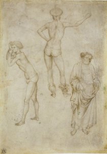 Two male figure studies and Saint Peter by Antonio Pisanello