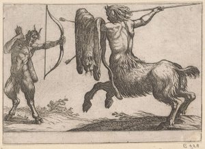 A Centaur Attacking a Satyr (Fighting Animals)